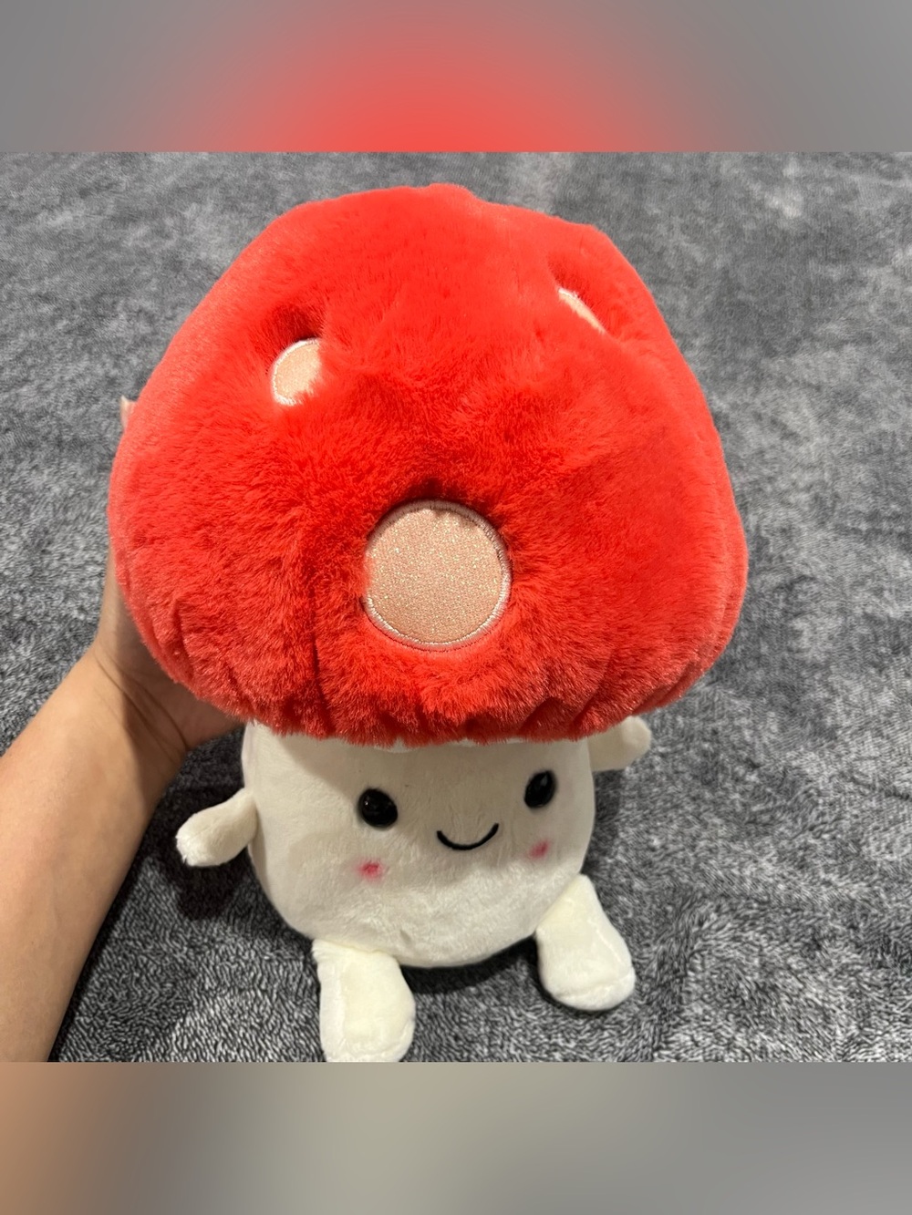 FAO Schwartz Rare Mario Bros. Red & White Mushroom Head Stuffed Animal Plush 9”